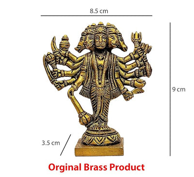 Hindu Gods : Hanuman Ji Brass Idol Panch-mukhi Avatar for Home & Office Decorative Antique Showpiece