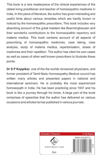 Clinical Experiences of 70 Years in Homoeopathy by S.P. Koppikar [Paperback]