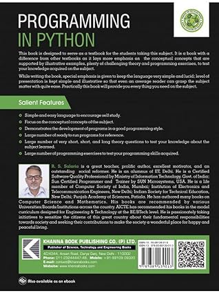 Programming in Python by R.S. Salaria [Paperback]