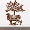 Kamdhenu Cow and Calf - Holy Cow - Hindu Religion - Sacred - God - Creative - Colorful Wall Sticker' -SM784 (Multi Colour, Vinyl - 100cm X 80 cm)