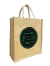 Eco Friendly Jute fabric Unique printed Bag ideal for Tiffin Grocery Fruits Vegetable with Hard Grip Handle