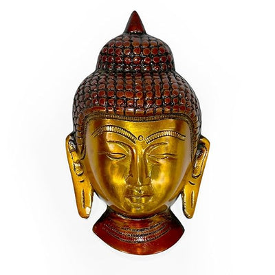 Brass Statue Lord Buddha Face Wall Hanging for Blessing, Happiness, Health, Home & Office with Antique Look