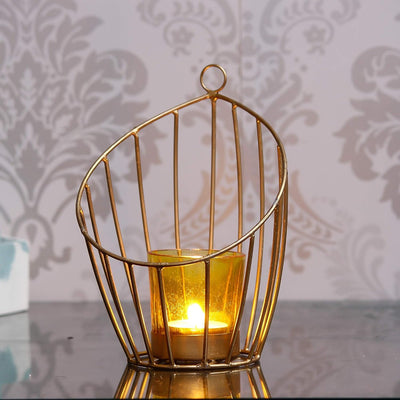 Gold plated Colour tealight Candle holder with Flower Vine- Diwali Candle Holder