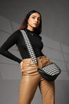 Women's Premium Cotton/Full Sling Shoulder Bag | Ladies Purse Handbag - White-Black