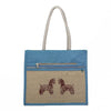 Eco-Friendly Jute Horse Bag-Reusable Tiffin/Shopping/Grocery Multipurpose Hand Bag with Zip & Handle for Men and Women - Sky Blue