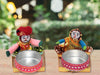 Recycled Martial Rajasthani Dolls Sitting Tealight Candle Holder, Multicolor