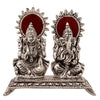 White Metal Statue of Laxmi and Ganesha