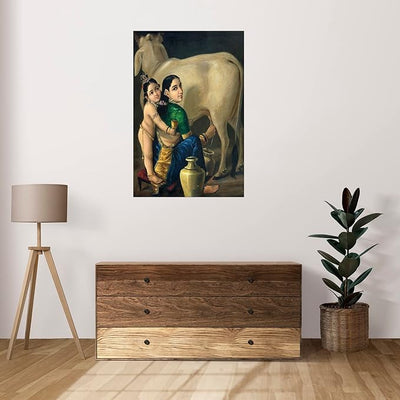Canvas Print Yashoda Krishna Religious Unframed- Raja Ravi Varma Paintings