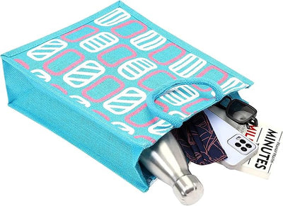 Trendy Jute Bags Eco-Friendly Jute Bags - Sky Blue Tiffin/Shopping Grocery Multipurpose Hand Bag with Zip & Handle for Men & Women