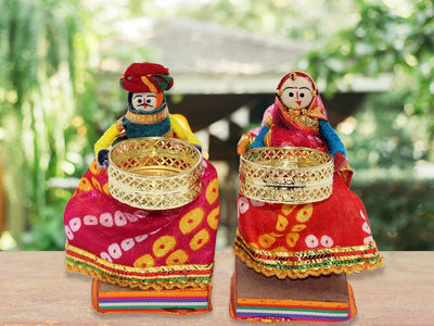 Handmade Recycled Material Rajasthani Dolls Puppet Tealight Candle Holder