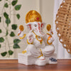 Marble Dust Ganesh Idol for Home Decor White 7 inch