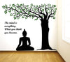 Lord Buddha Under Tree and Quote on Mind PVC Vinyl Wall Sticker (Wall Coverage Area - Height 95 cms X Width 110 cms)