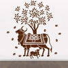 Kamdhenu Cow and Calf - Holy Cow - Hindu Religion - Sacred - God - Creative - Colorful Wall Sticker' -SM823 (Multi Colour, Vinyl - 100cm X 100 cm)