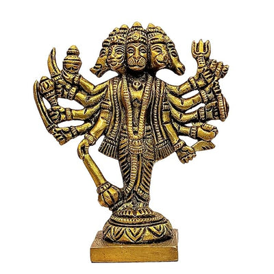 Hindu Gods : Hanuman Ji Brass Idol Panch-mukhi Avatar for Home & Office Decorative Antique Showpiece