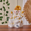 Marble Dust Ganesh Idol for Home Decor White 7 inch