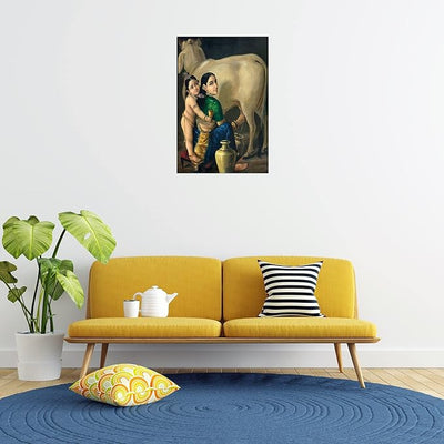 Canvas Print Yashoda Krishna Religious Unframed- Raja Ravi Varma Paintings