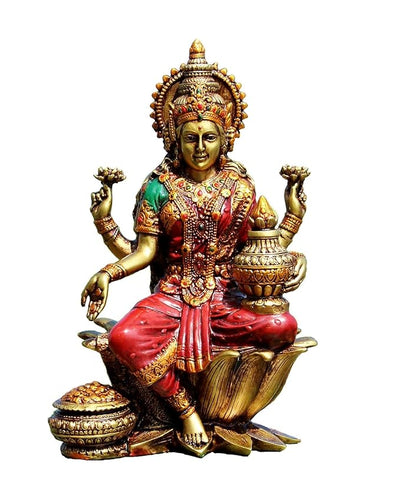 Hindu Goddess : Maa Laxmi Sitting On Lotus Idol for Home Office Diwali Pooja Temple Mandir