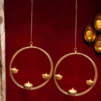 Pack of 2 Wall Hanging Tealight Candle Holders Metal Wall Sconce