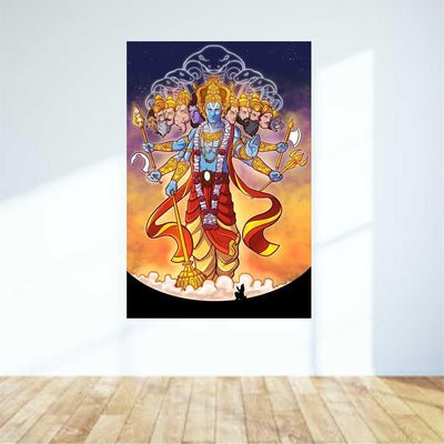 God Wall Sticker - Vishnu Bhagwan - Divine God Wall Stickers - Spiritual Wall Art - Religious, Meditation Room Stickers - Wallpaper Stickers -Vinyl Wall Decal 12x18 Inch-EAMBP045