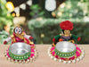 Recycled Martial Rajasthani Dolls Tealight Candle Holder, Multicolor - 2 Pair