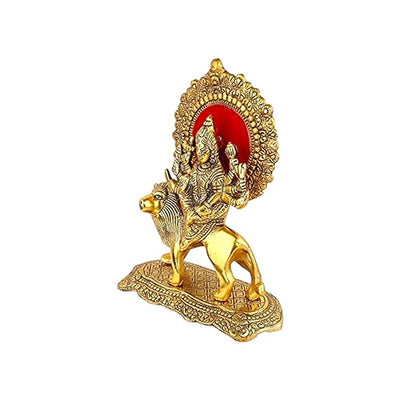 Goddess Durga Mata Idol Sitting on Lion Idol Statue for Pooja Ghar, Home Decor, Office & Car Dashboard