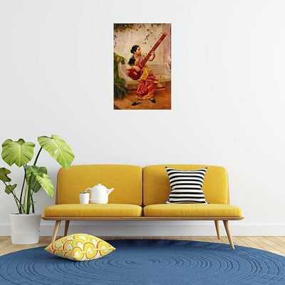 Canvas Print Raja Ravi Varma Painting Unframed Canvas Prints Canvas Art Print Canvas Wall Print (Kadambari 24x16 Inch) multicolor