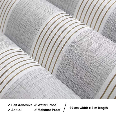 Wall Stickers Wallpaper for Home Office (60 x 300 cm) Self Adhesive, Latest Vertical Stripes Pattern Home, Modern Decal, Grey