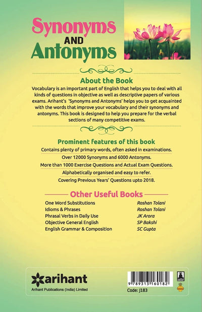 Synonyms and Antonyms by Roshan Tolani [Paperback]
