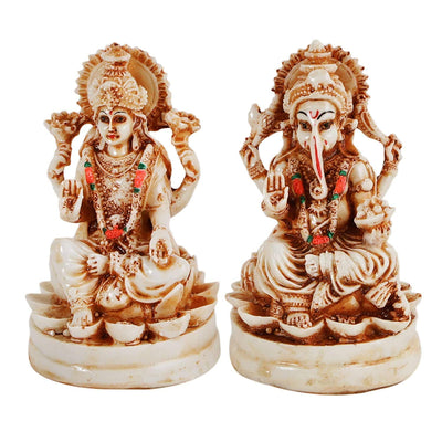 Goddess Laxmi & lord Ganesh Idol Statue Showpiece for Living Room Bedroom Pooja Room Mandir Temple Table