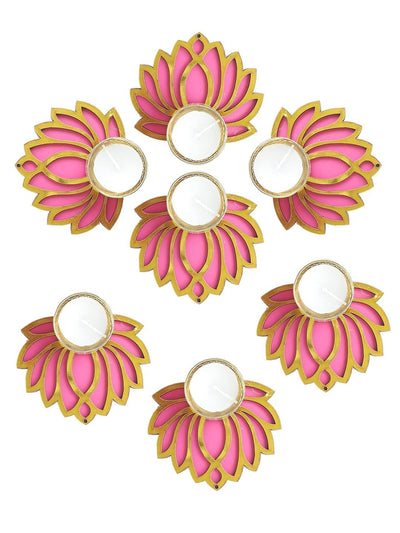 Decorative Lotus Tealight Candle Holder Stand Set Of 7