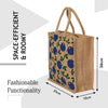 Reusable Jute Grocery Shopping Bag With Handle & Zipper For Lunch Handbag, Vegetable Bag