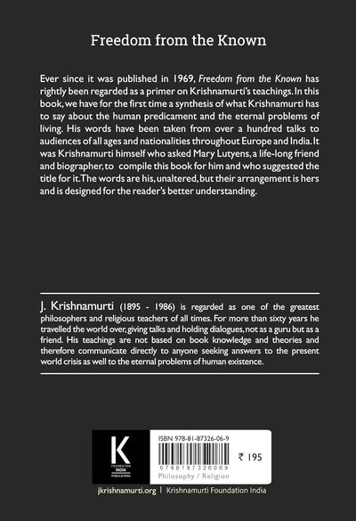 Freedom from the Known by J Krishnamurti [Paperback]
