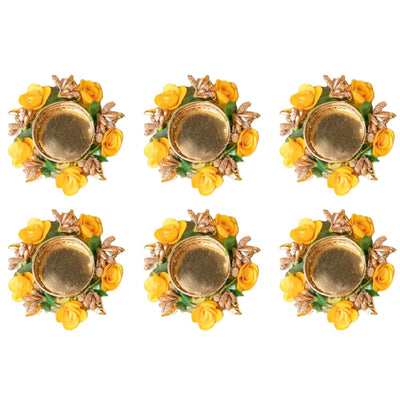 Rose Tea Light Holder Set of 6, Diwali Decoration Items for Home Decor