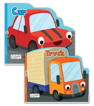 Set of 2 Private Transport Vehicles Shaped Board Books (Car & Truck) by Team Pegasus [Product Bundle]