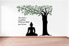 Lord Buddha Under Tree and Quote on Mind PVC Vinyl Wall Sticker (Wall Coverage Area - Height 95 cms X Width 110 cms)