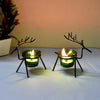 Set of 1 Decorative Handcrafted Metal Tea Light Candle Holders for Diwali Festival, Home Decor  - Deer Green