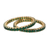 American Diamond Studded Gold Plated Traditional Green Emerald Round 6mm Bangles for Women