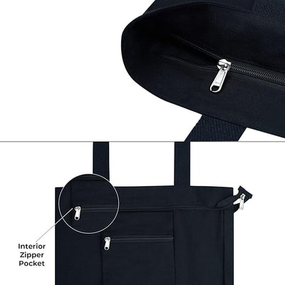 Premium Canvas Tote Bag for Women with Zip and Inner Pocket for Shopping, Office, Travel and Daily Use