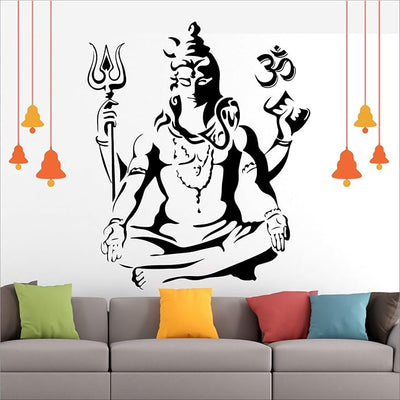 Meditating Shiva Wall Sticker ' -SM391 (Multi Colour, Vinyl - 120cm X 70 cm)