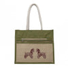 Eco-Friendly Jute Horse Bag-Reusable Tiffin/Shopping/Grocery Multipurpose Hand Bag with Zip & Handle for Men and Women - Green
