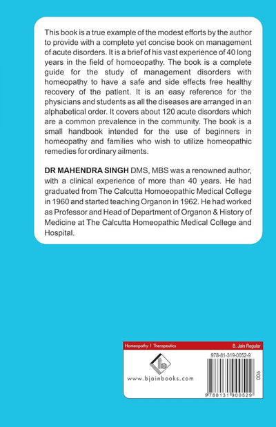 Homoeopathic Emergency Therapeutics by Singh Mahendra [Paperback]