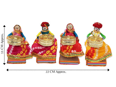 Handmade Recycled Material Rajasthani Raja Rani Puppet/Dolls Diyas Tealight