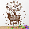 Kamdhenu Cow and Calf - Holy Cow - Hindu Religion - Sacred - God - Creative - Colorful Wall Sticker' -SM823 (Multi Colour, Vinyl - 100cm X 100 cm)