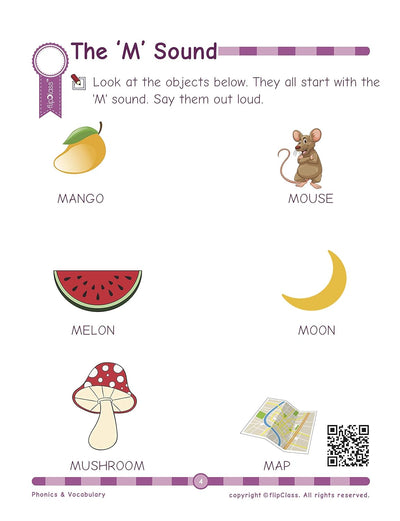 Phonics & Vocabulary: Pre Kindergarten Workbook [Paperback]