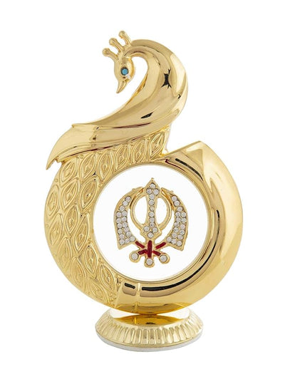 Peacock Shaped Sikh Idol, 12 cm, Golden