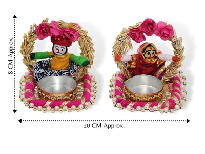 Handmade Recycled Material Rajasthani Dolls Puppet Jharokha Tealight Candle Holder
