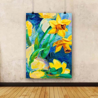 Canvas Print Beautiful Daffodil Flowers | Unframedfor Bedroom & Living Room | 16 x 22.9 inch (41 x 58 cms)