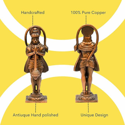 Hindu Gods : Hanuman Ji Copper Idols Patina Antique Finish - Pack of 1 Piece