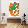 Canvas Print Gond Art , Flying Fish, Traditional, Classic Art, Indian Art,  for Living Room, Wall Decoration, Unframed Painting, Fabric |Size- 12X9 inches.