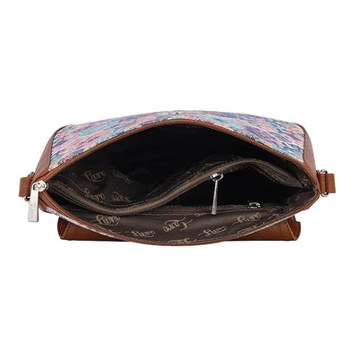 Structured Women's Jute Printed Hand Crafted Vegan Leather styles Flap Sling Bag